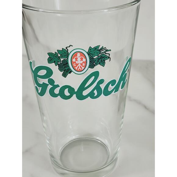 Dutch Grolsch Brewery Pint Beer Clear Glass 16oz Drinkware 5 1/2" Tumbler x2 - Picture 4 of 12